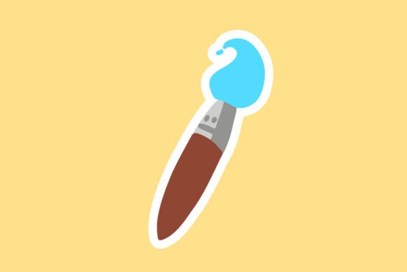 Back to School Paint Brush Sticker Icon Graphics