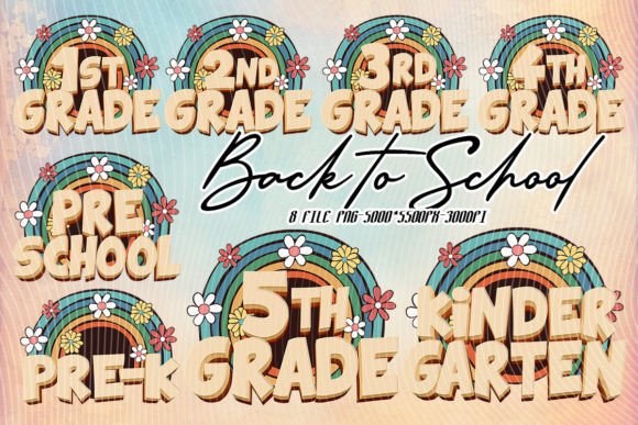 Back to School Retro Rainbow Bundle: Graphics & Crafts