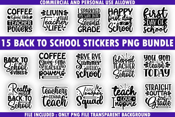 Back to School Sticker PNG Bundle: Graphics & Crafts for Real Projects