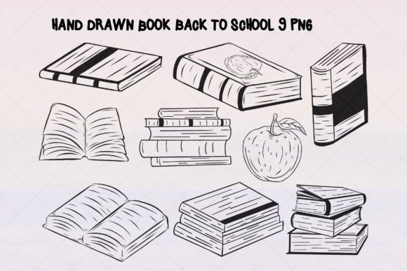 Hand Drawn Book Back to School Line Art