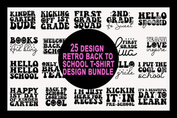 Retro Back to School T-shirt Designs Bundle